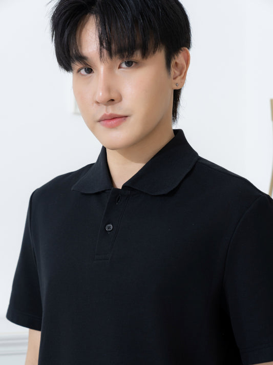 เสื้อโปโล inWork Tailor Pattern สีดำ (Black)