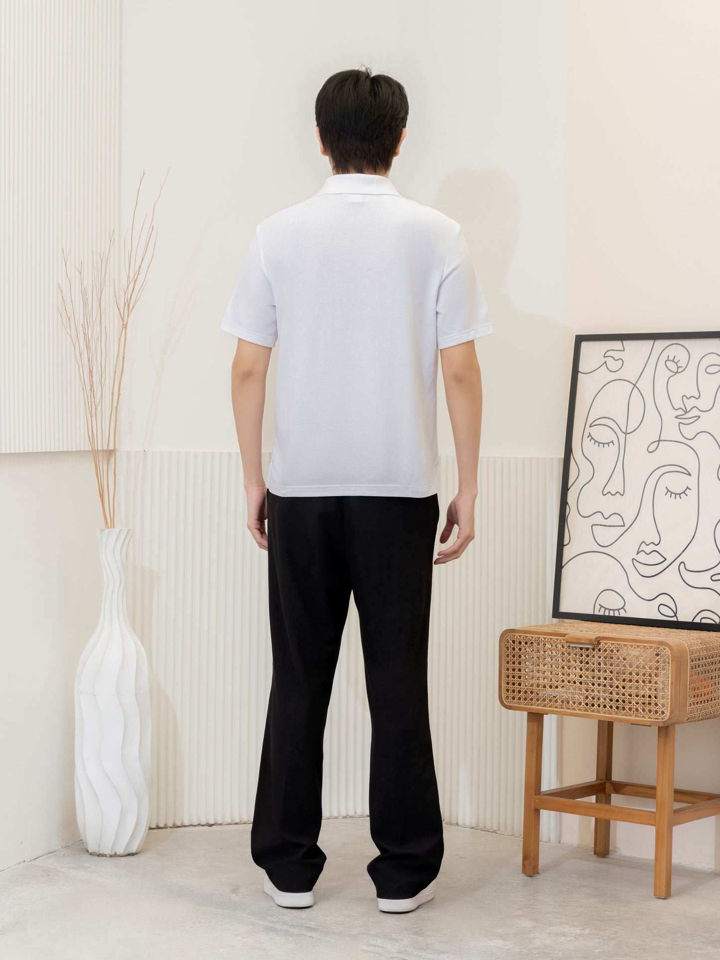 เสื้อโปโล inWork Tailor Pattern สีขาว (White)