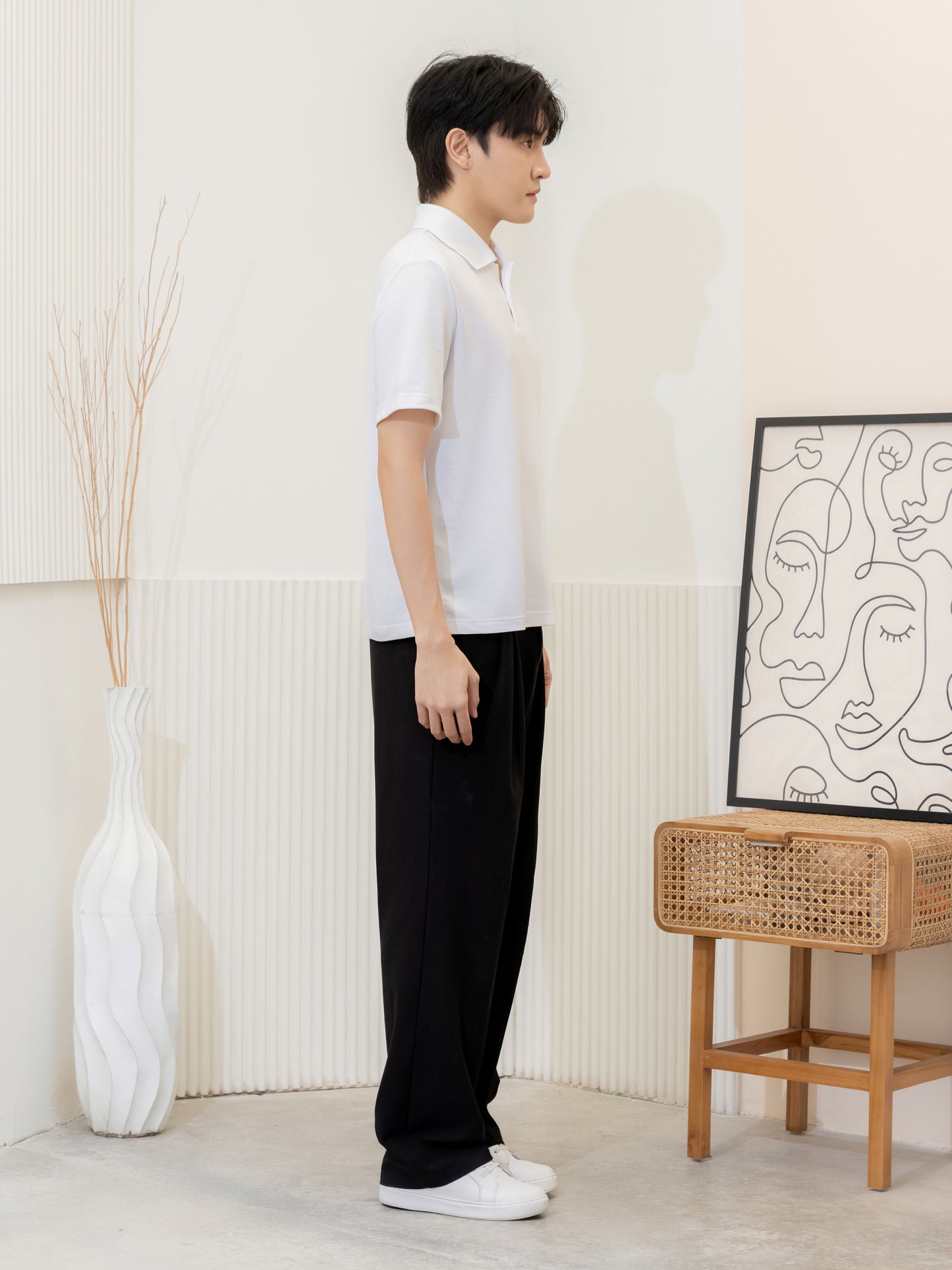 เสื้อโปโล inWork Tailor Pattern สีขาว (White)