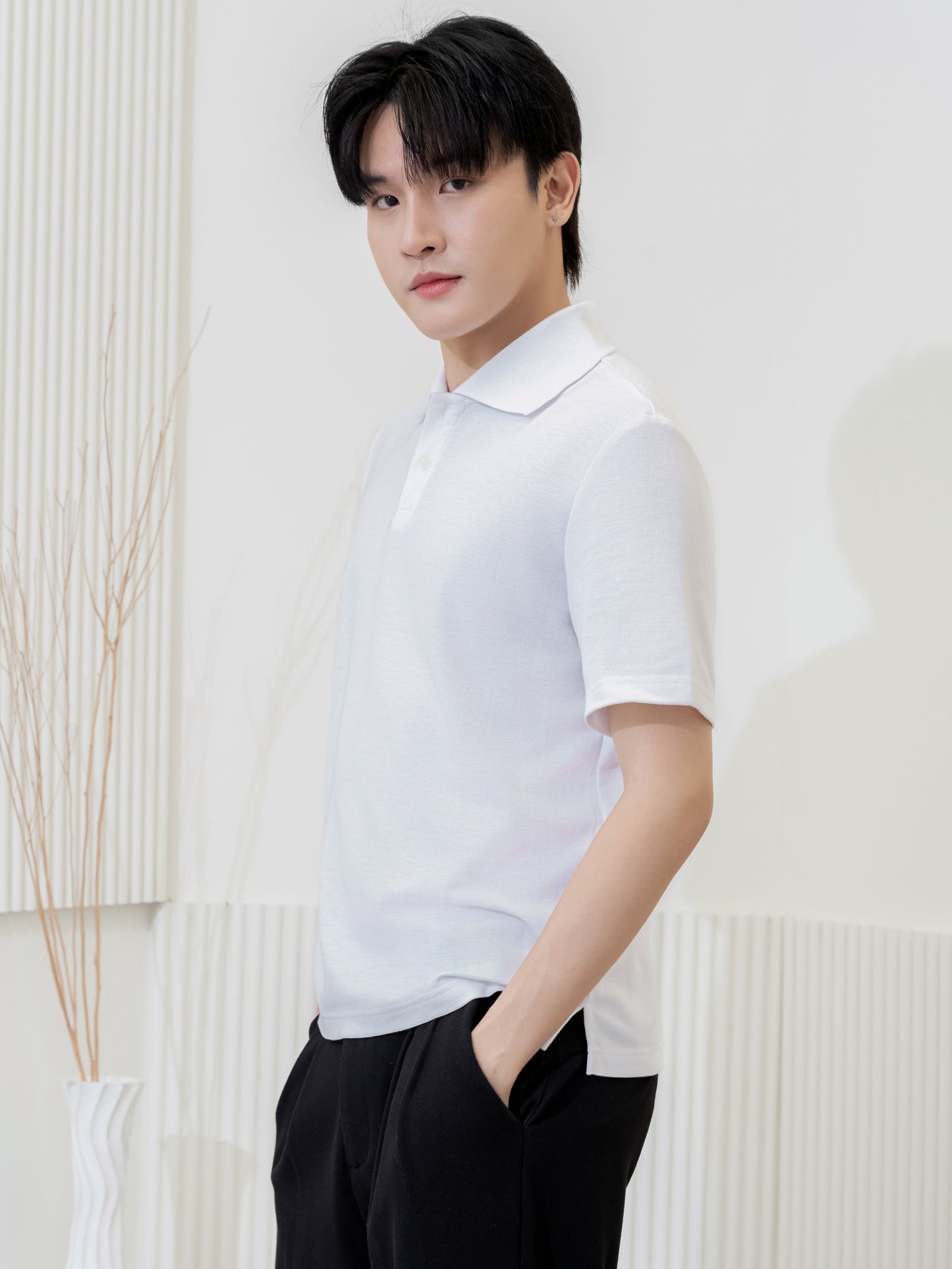 เสื้อโปโล inWork Tailor Pattern สีขาว (White)