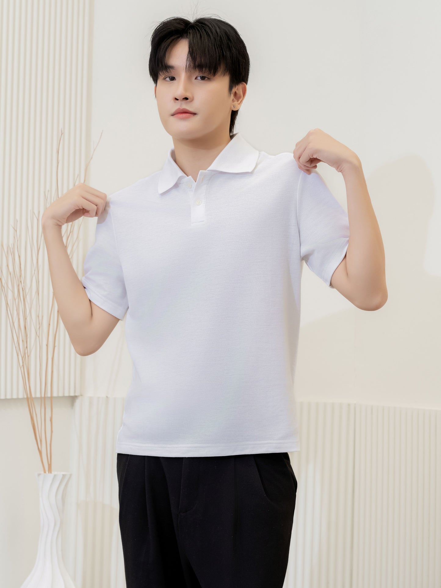 เสื้อโปโล inWork Tailor Pattern สีขาว (White)