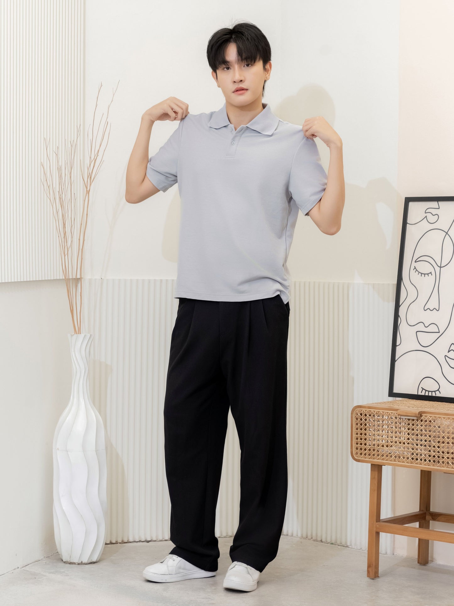 เสื้อโปโล inWork Tailor Pattern สีเทา (Grey)