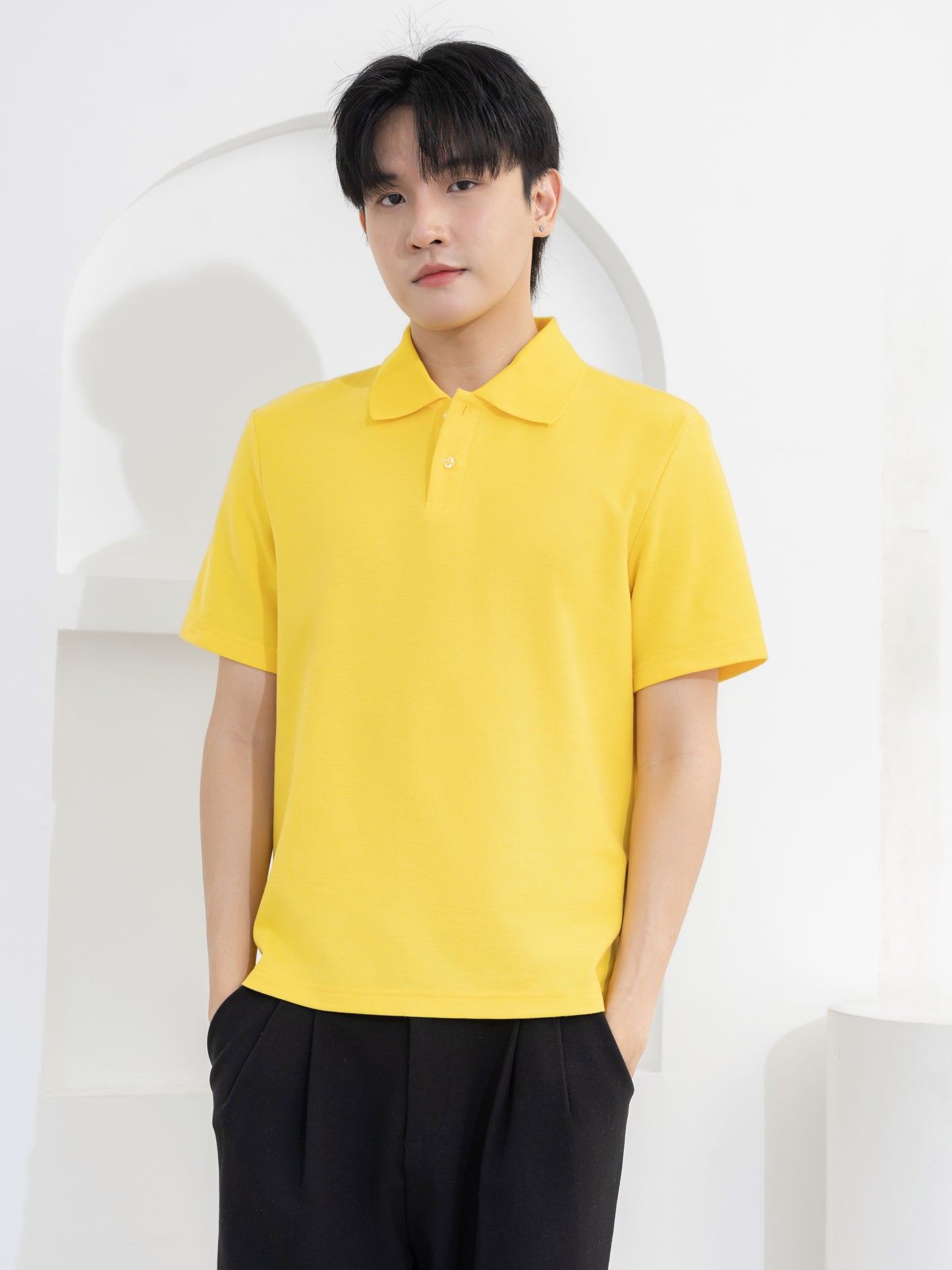เสื้อโปโล inWork Tailor Pattern สีเหลือง (Yellow)