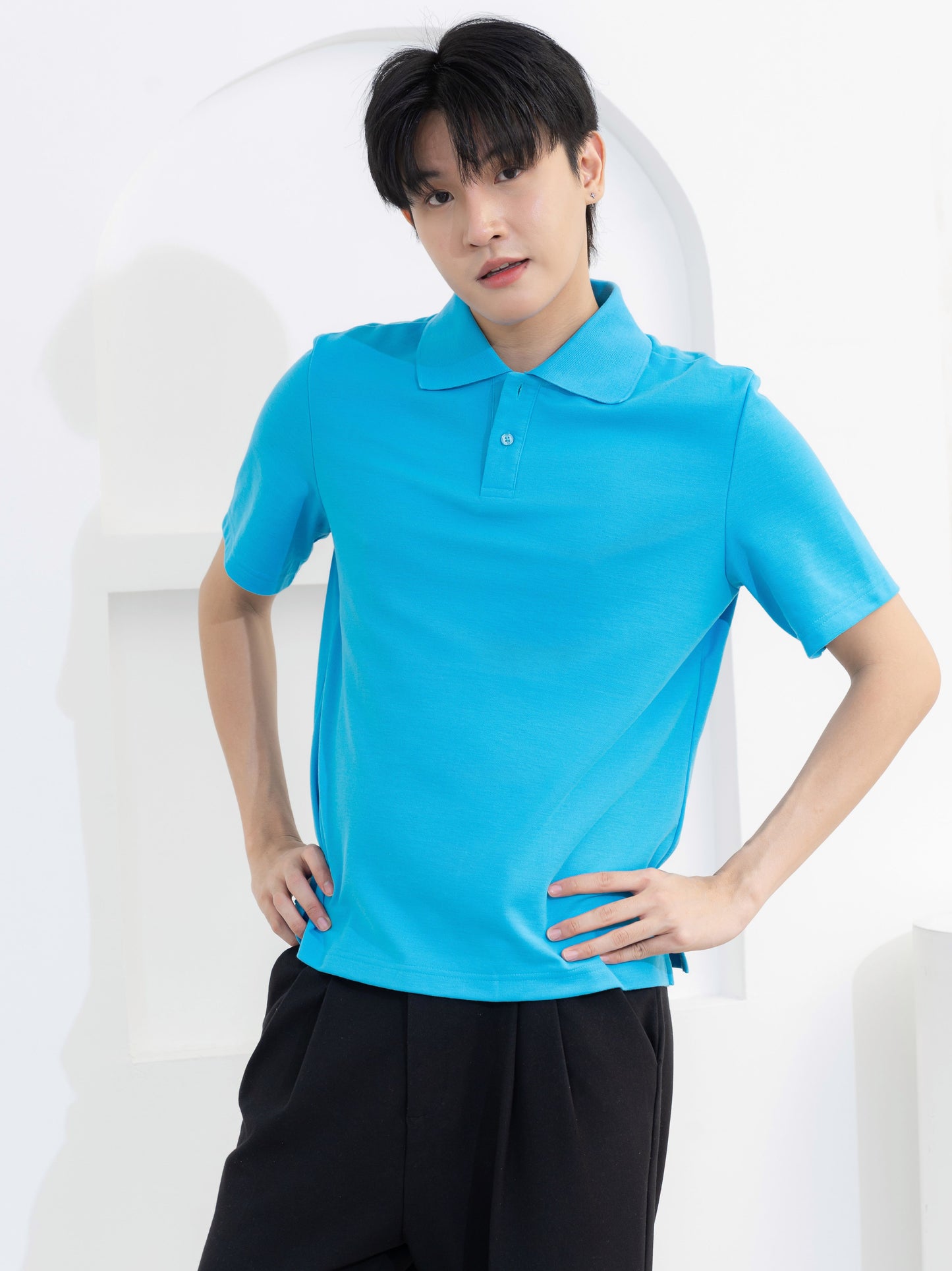เสื้อโปโล inWork Tailor Pattern สีฟ้า (Sky Blue)