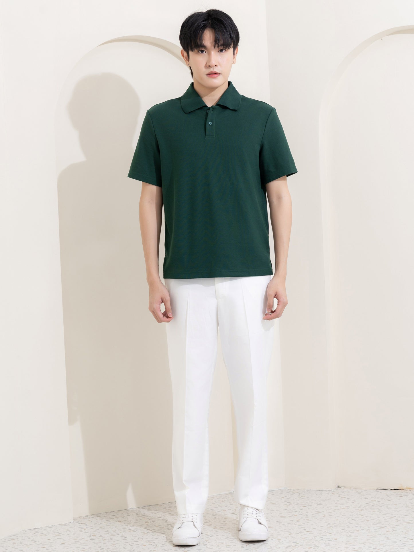 เสื้อโปโล inWork Tailor Pattern สีเขียวเข้ม (Green)
