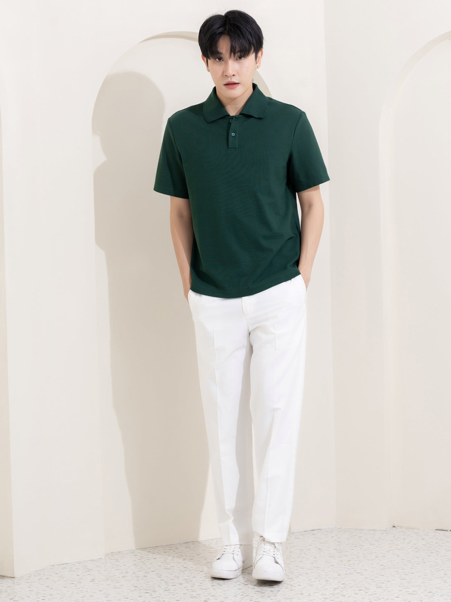 เสื้อโปโล inWork Tailor Pattern สีเขียวเข้ม (Green)