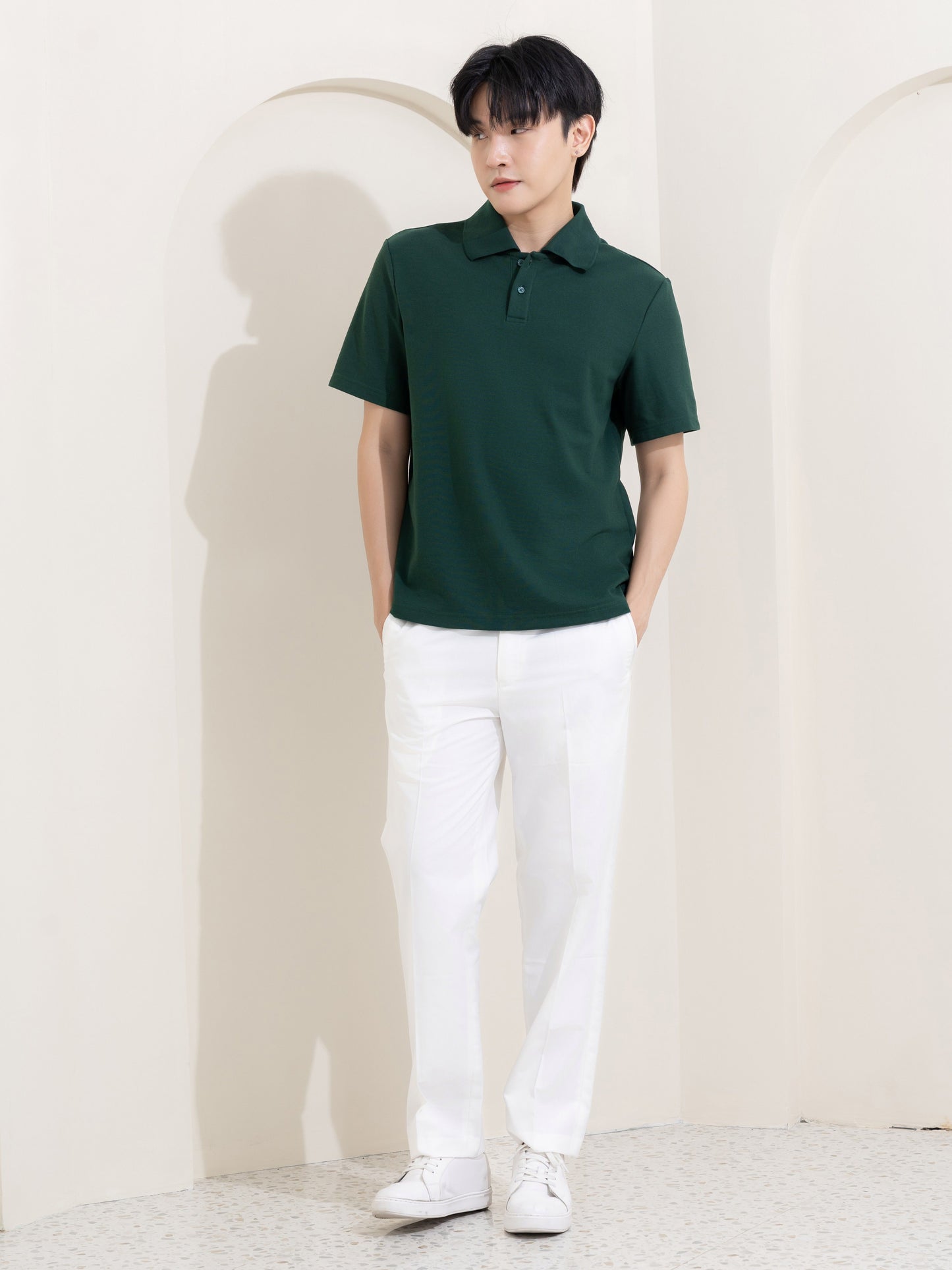 เสื้อโปโล inWork Tailor Pattern สีเขียวเข้ม (Green)