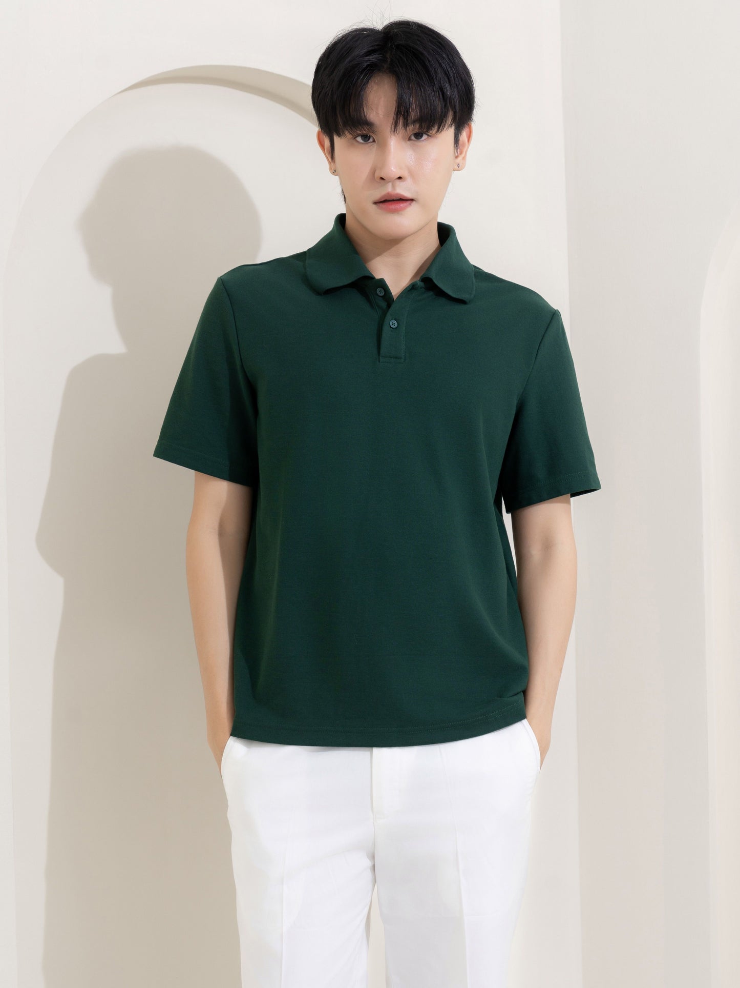 เสื้อโปโล inWork Tailor Pattern สีเขียวเข้ม (Green)