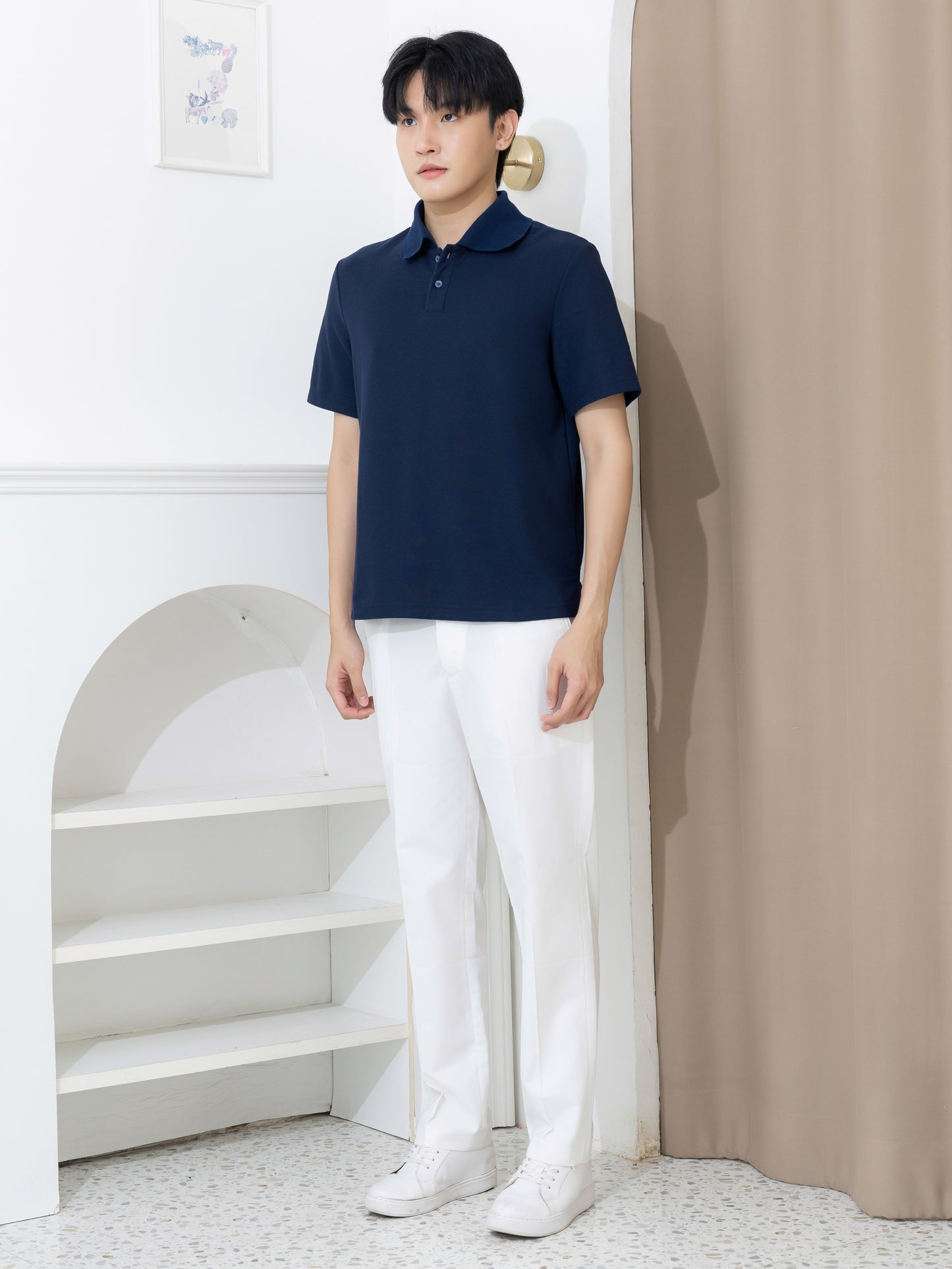 เสื้อโปโล inWork Tailor Pattern สีกรม (Navy)