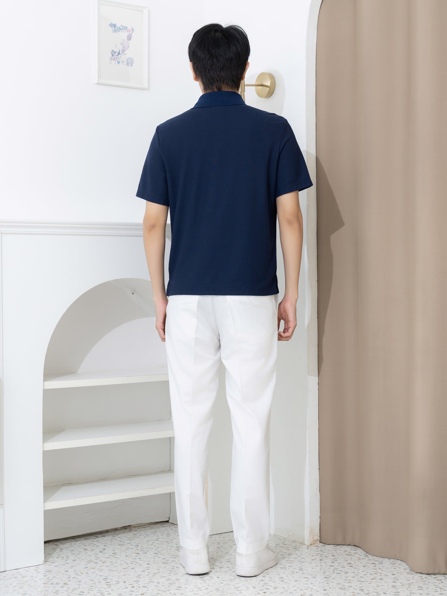 เสื้อโปโล inWork Tailor Pattern สีกรม (Navy)