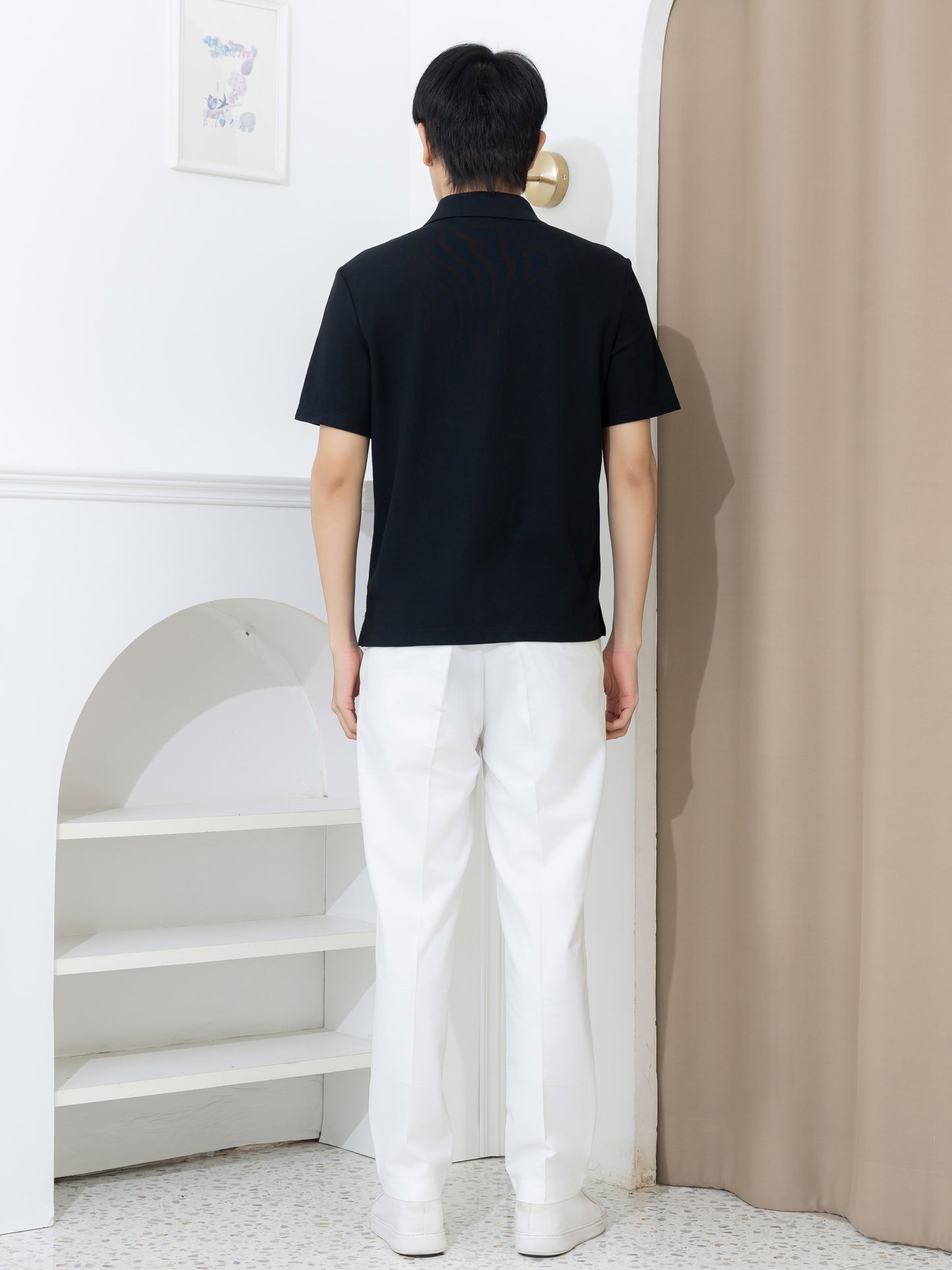 เสื้อโปโล inWork Tailor Pattern สีดำ (Black)