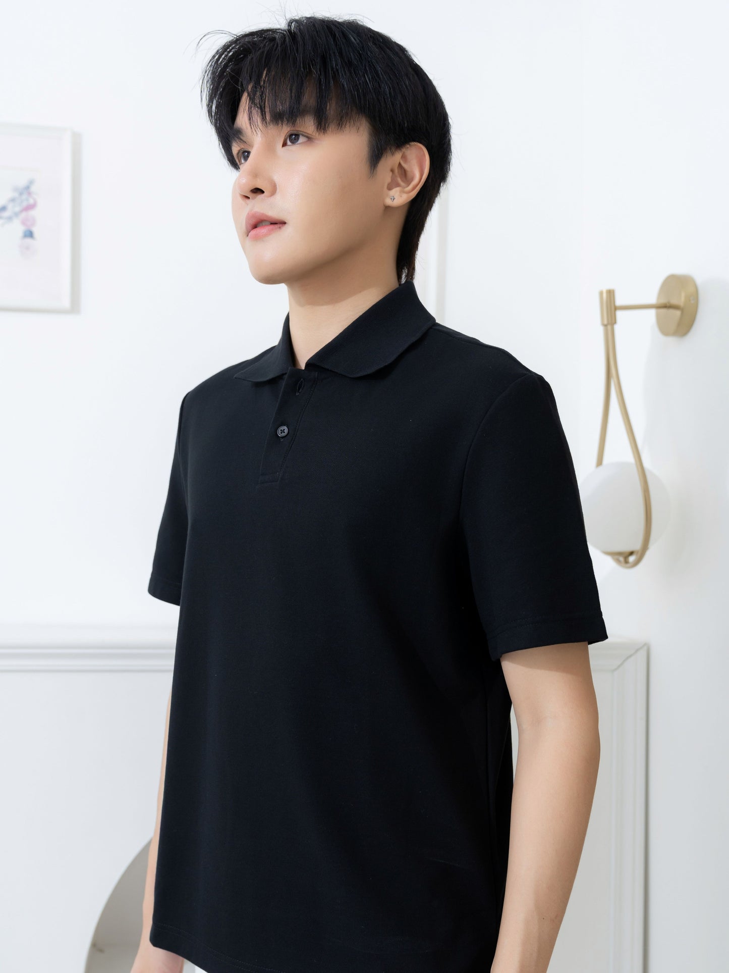 เสื้อโปโล inWork Tailor Pattern สีดำ (Black)